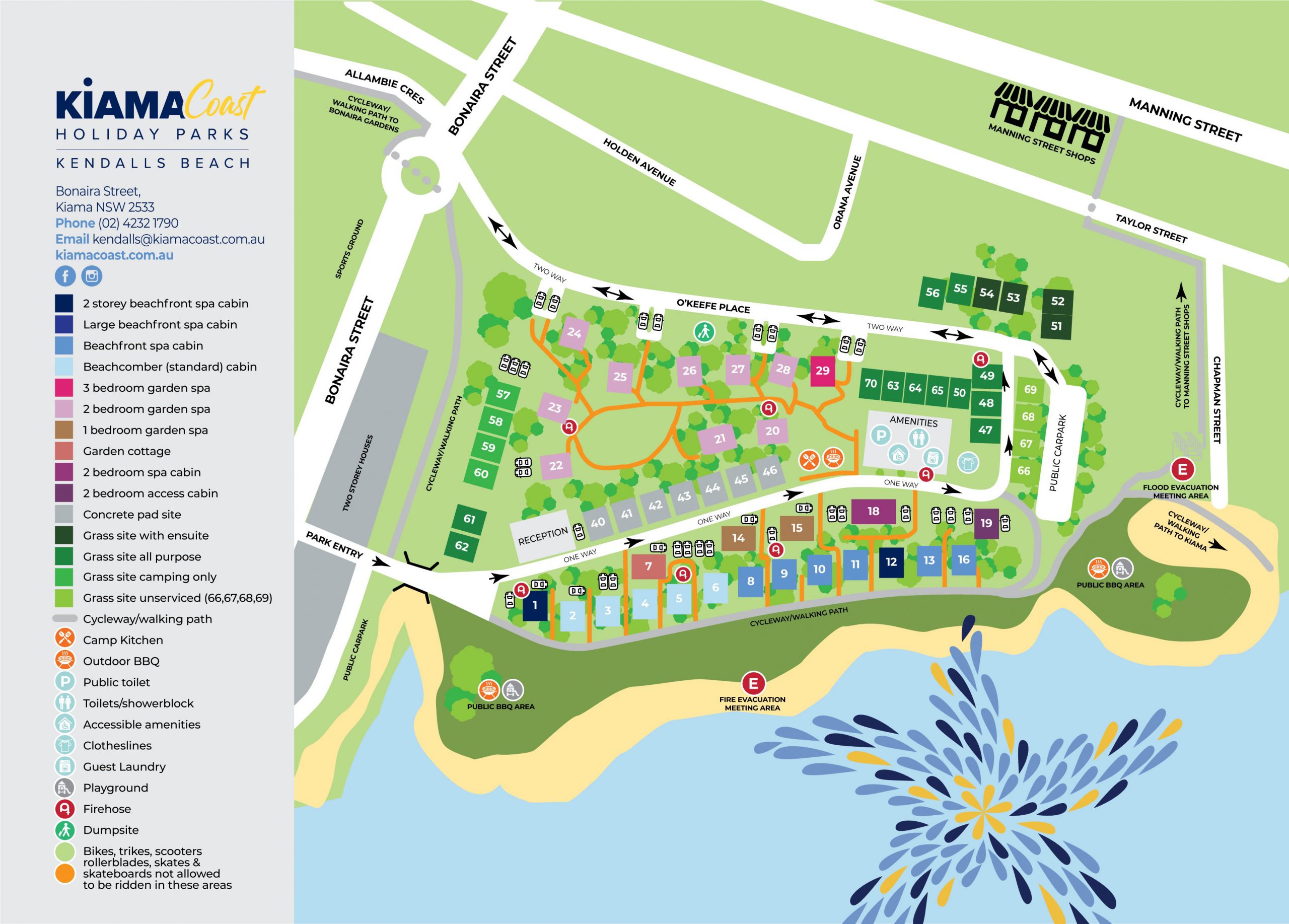 Kendalls Beach Holiday Park Map 2021-01